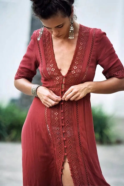 Mabelle V-Neck Beach Dress